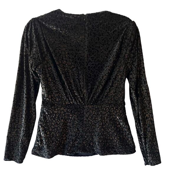 ELIE TAHARI Velvet Metallic Print Peplum Top Size (8) NWT - Picture 9 of 11